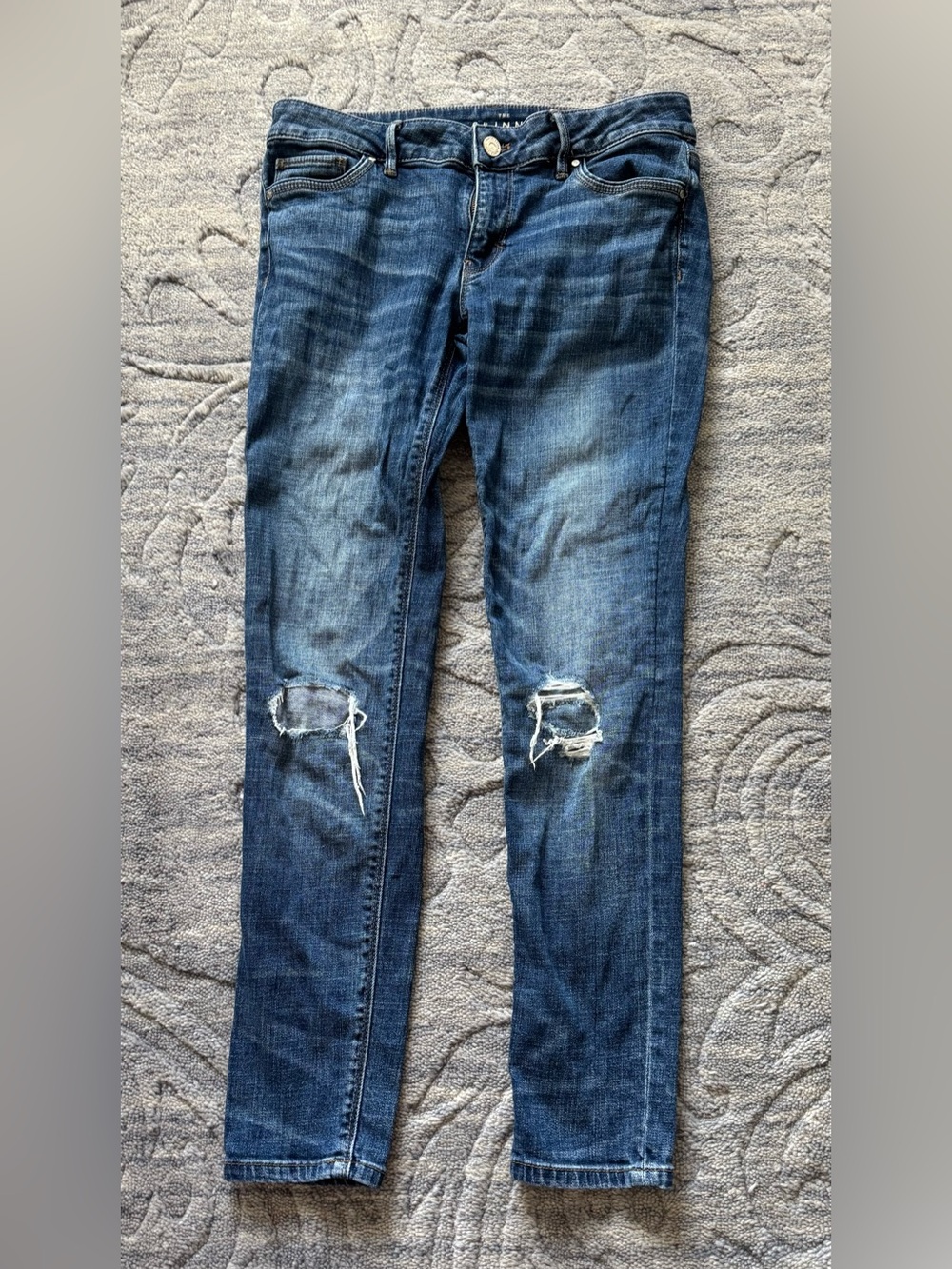 White House Black Market Blue Distressed Skinny Jeans